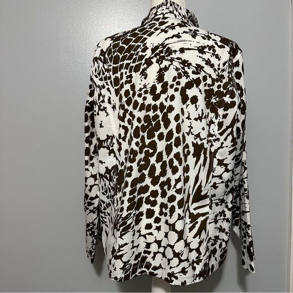 Chico’s brown and white zip up lightweight jacket with pockets size 3 - Picture 4 of 8